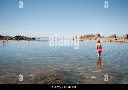 Der Tunnel Strand und Felsen-Pool am Ilfracombe North Devon. Stockfoto