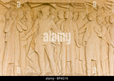 Sandstein Skulptur Kennzeichnung 2. Weltkrieg Massaker von Lidice in der Nähe von Prag Tschechische Republik Europa Stockfoto