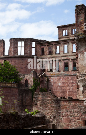 Historische Heidelberger Schloss in Bayern Deutschland, Es ist romantische mittelalterliche und gotischer Architektur, Kunst, Geschichte machen es zu einem beliebten Anziehungspunkt Stockfoto