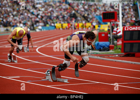 Oscar Pistorius, der 400m Weltrekord bei Aviva London Grand Prix, Crystal Palace, London. Stockfoto