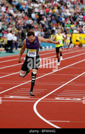 Oscar Pistorius, der 400m Weltrekord bei Aviva London Grand Prix, Crystal Palace, London. Stockfoto