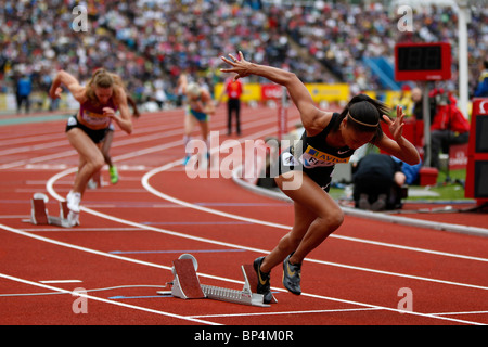 Allyson FELIX Gewinner des 400m Frauenlauf am Aviva London Grand Prix, Crystal Palace, London. Stockfoto