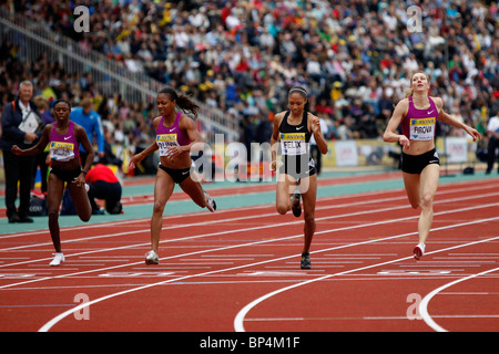 Allyson FELIX gewann die 400m Frauen Rennen in Aviva London Grand Prix, Crystal Palace, London. 2010. Stockfoto