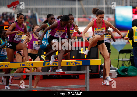 3000m Hindernislauf Frauen Rennen in Aviva London Grand Prix, Crystal Palace, London. August 2010. Stockfoto