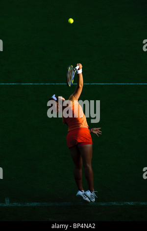 Ayumi Morita Japan im Kampf gegen Arina Rodionova Russlands Samstag, 12. Juni 2010. AEGON International 2010 Stockfoto