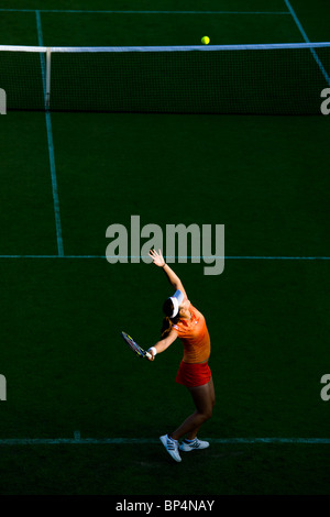 Ayumi Morita Japan im Kampf gegen Arina Rodionova Russlands Samstag, 12. Juni 2010. AEGON International 2010 Stockfoto