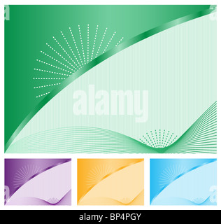 Abstrakt mit dekorativen elegante Wellenlinien, Sunbursts, subtile gestreiften Hintergrund und Kopie Raum, einen Text hinzuzufügen. Stockfoto