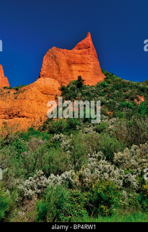 Spanien, Castilla-León: Landschaft von Las Médulas Stockfoto