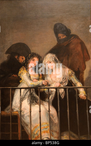 Majas auf einem Balkon, Francisco de Goya y Lucientes zugeschrieben Stockfoto