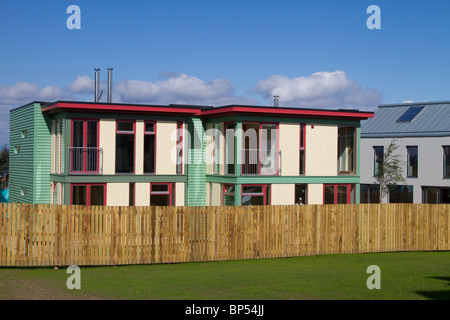 Öko-Architektur auf Schottlands Gehäuse Expo, Milton Leys, angenehm, Scotland, UK Stockfoto