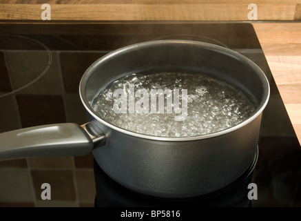 Topf mit kochendem Wasser Stockfoto