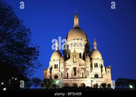 Sacre Coeur in der Abenddämmerung, Paris Frankreich Stockfoto