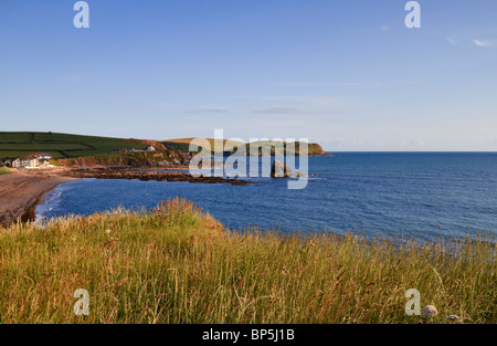 Südlichen Milton Sands und Thurlestone Rock, South Hams, Devon Stockfoto