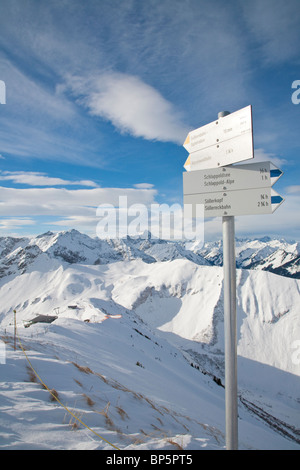 WEGWEISER, FELLHORN-BERG, IN DER NÄHE VON OBERSTDORF, ALLGÄU, BAYERN, DEUTSCHLAND Stockfoto