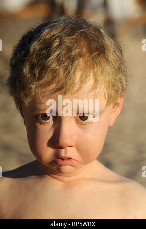 Eine ultra-realistische Wiedergabe eines Kindes Gesichts ausgestellt während der Skulpturen durch das Meer-Ereignis in Sydney, Australien. Stockfoto