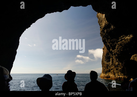 Blick auf die Insel Piercy, Loch im Felsen, New Zealand Stockfoto