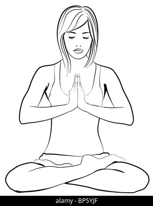Vektor-Illustration einer jungen Frau praktizieren Yoga Lotus-Haltung Stockfoto