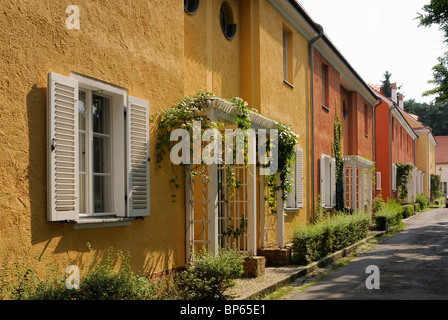 Die Gartenstadt Falkenberg, Gartenstadt Falkenberg, Tinte Box Kolonie, UNESCO-Weltkulturerbe. Akazienhof, Berlin, Deutschland, Europa. Stockfoto