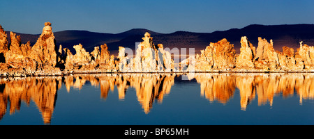 Tuffstein und Reflexionen in Mono Lake, Kalifornien Stockfoto