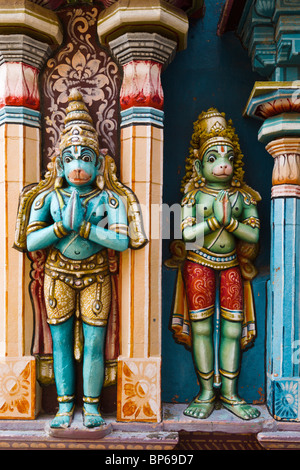 Hanuman Statuen in Hindu-Tempel. Sri Ranganathaswamy Tempel. Tiruchirappalli (Trichy), Tamil Nadu, Indien Stockfoto