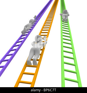 Wettbewerb und Leitern. 3D gerenderte Darstellung. Stockfoto