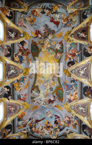 Ljubljana, Slowenien. St. Nikolaus-Kathedrale (Stolnica Sv Nikolaja) Interieur. Bemalte Decke Stockfoto