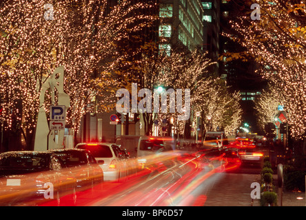 Beleuchtete Marunouchi Nakadori, Chiyoda, Tokio, Japan Stockfoto