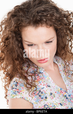 Nahaufnahme einer Frau ernst Stockfoto