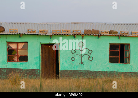 Bunte Xhosa-Haus in Coffee Bay, Transkei, Südafrika Stockfoto