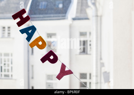 Detail eines Zeichens HAPPY BIRTHDAY Stockfoto