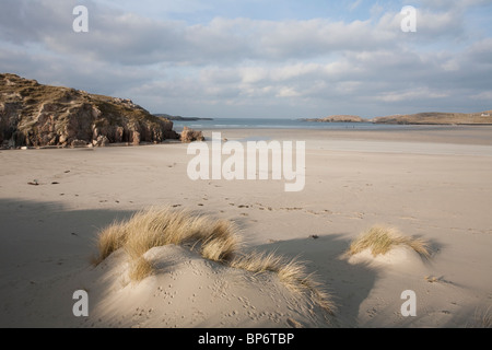 Isle of Lewis, Uig Bay, wo 78 Schachfiguren gefunden wurden, geschnitzt in Walross-Elfenbein, am äußeren Hebriden, Scotland.Photo:Jeff Gilbert Stockfoto