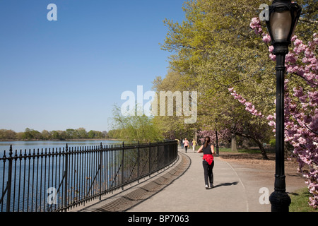 Läufer auf der Reservoir Jogging-Pfad, Central Park, NYC Stockfoto