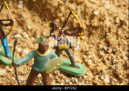 Kunststoff Figur der Indianer (Kinderspielzeug) in realen Welt Stockfoto