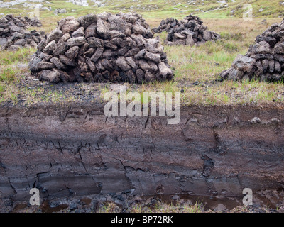 Schneiden Sie Torf, Insel Harris, Schottland Stockfoto