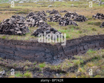 Schneiden Sie Torf, Insel Harris, Schottland Stockfoto