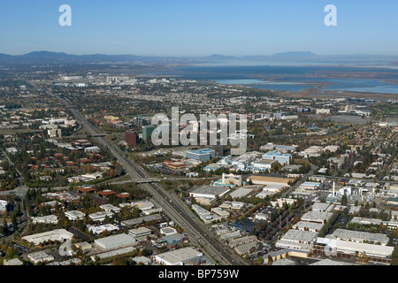 Luftbild oben Bayshore Freeway Autobahn 101 San Jose Silicon Valley in Kalifornien Stockfoto