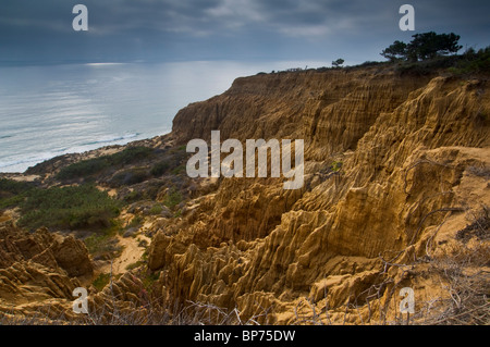 Erodierten Felsen in der Nähe von Torrey Pines State Reserve, Razor Point, San Diego, Kalifornien Stockfoto