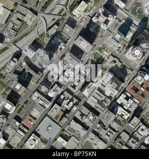 Luftbildkarte Ansicht downtown Los Angeles Kalifornien Harbor Freeway Autobahn 110 Stockfoto