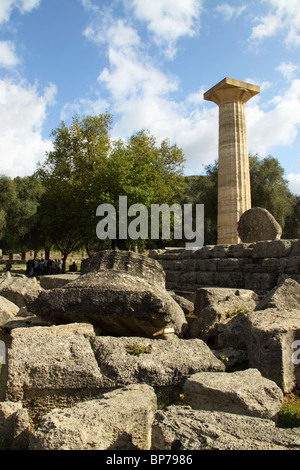 Tempel des Zeus, archäologische Stätte, das antike Olympia, Ilia, Peloponnes, Griechenland Stockfoto