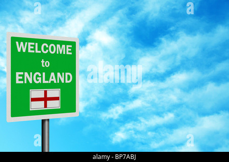 Foto-realistischen hell, reinigen 'Welcome to England' Schild, mit Platz für Ihren Text / Redaktion overlay Stockfoto