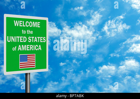 Foto-realistische helle, saubere "Welcome to USA" zu, mit Platz für Ihren Text unterzeichnen / Redaktion overlay Stockfoto