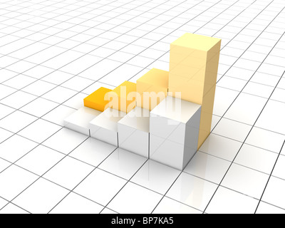 Wachsende Grafik auf das weiße Raster. 3D gerenderte Darstellung. Stockfoto