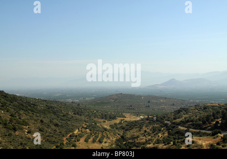 Blick von der Zitadelle, Mykene, Argolis, Peloponnes, Griechenland Stockfoto