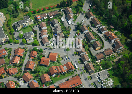 Luftaufnahme von Wohnimmobilien Bezirk West Friedrichshafen, Bodensee (Bodensee), Baden Württemberg, Deutschland Stockfoto