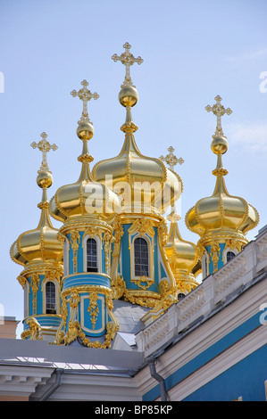 Goldenen Zwiebeltürme, der Katharinenpalast, Puschkin, Sankt Petersburg, nordwestlichen Region, Russland Stockfoto