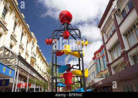 Eimer-Brunnen, Cuba Street Mall, Wellington, Nordinsel, Neuseeland Stockfoto