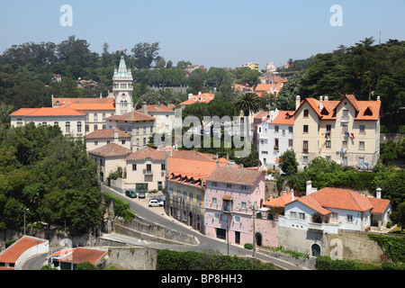 Blick über die Altstadt von Sintra, Portugal Stockfoto