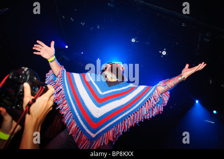 DreamCatcher führt bei der US-Air Guitar Championships in New York City im Irving Plaza. 22. Juli 2010. Stockfoto