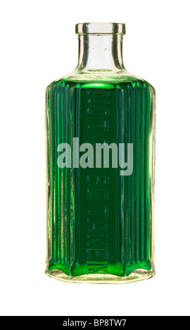 Flasche einer grünen Flüssigkeit - nicht auf genommen werden. Stockfoto