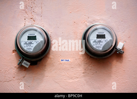 Stromzähler in San Cristobal de Las Casas in Chiapas in Mexiko Stockfoto